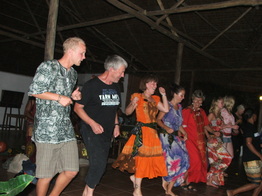 Guests join the local dancers in a show in our restaurant at Bomani. 