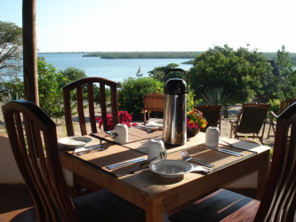 Set for breakfast with a beach view at the Bomani Restaurant. 